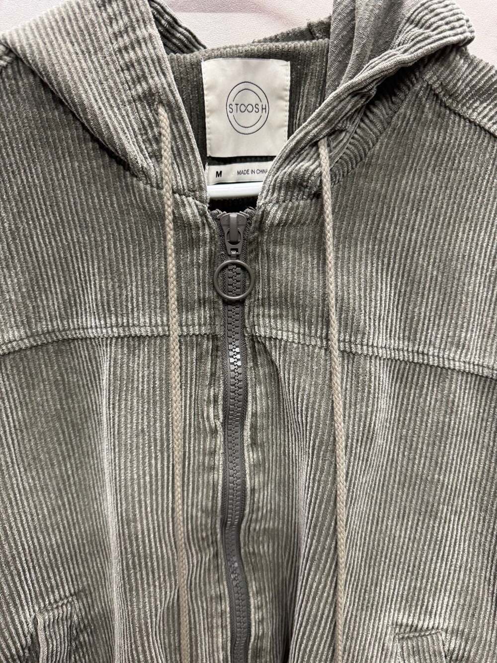 Stoosh Olive Green Corduroy Zip-Up Cropped Hoodie - Picture 6 of 7